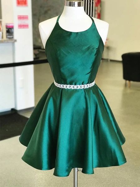 Sexy Emerald Green Backless Simple Short Cheap Homecoming Dresses Unde – SposaDresses Dark Green Homecoming Dresses, Homecoming Dresses Under 100, Emerald Green Prom Dress, Green Homecoming Dresses, Cheap Homecoming Dresses, Dress Backless, Dress Homecoming, Dresses Homecoming, A Line Shorts