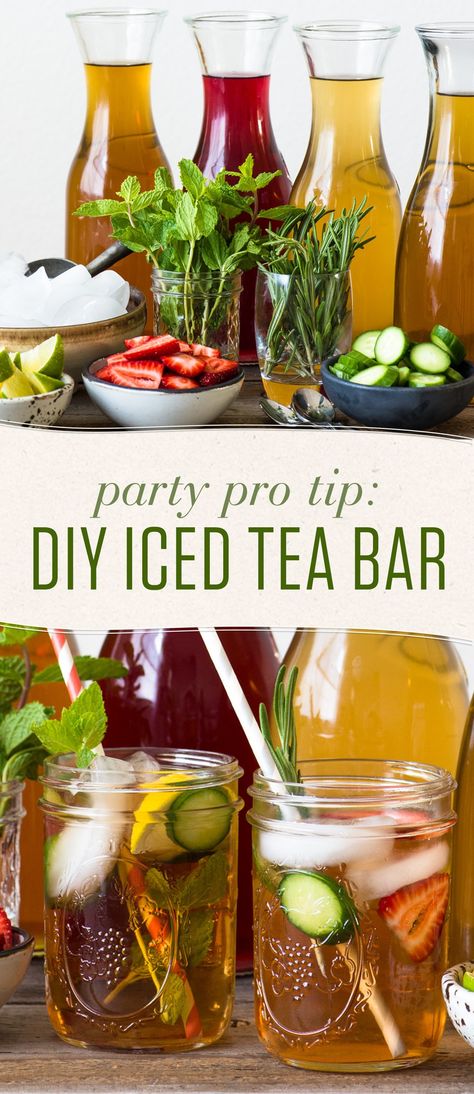 Create-Your-Own Iced Tea Bar - Numi Tea Garden Blog Ice Tea Party Ideas, Tea Bar For Party, Tea Bar Ideas Party, Wildflower Tea Party, Tea Party Bar, Tea Bar Party, Tea Party Drinks, Tea Bar Ideas, Iced Tea Bar