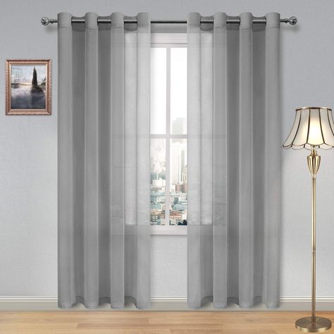 Dining Room Drapes, Gray Sheer Curtains, Gray Curtains, Sheer Linen Curtains, White Sheer Curtains, Long Curtains, Voile Curtains, Sheer Curtain Panels, Grey Curtains