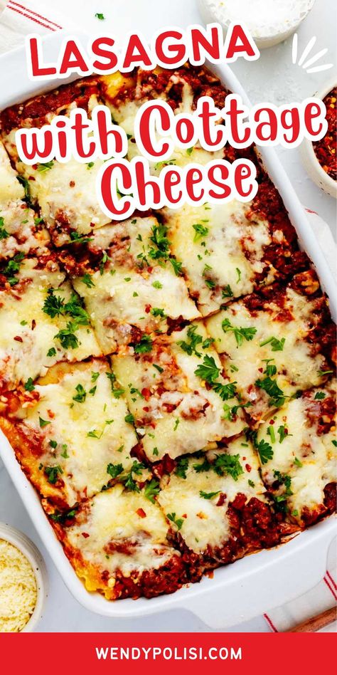 Warm and cheesy, our homemade lasagna recipe with cottage cheese is the comforting dish your family is craving. We layer tender pasta sheets, hearty marinara sauce, creamy cottage cheese, and plenty of mozzarella to create a lasagna that's both rich and satisfying. The result? A beautifully baked lasagna with a golden, bubbly top and layers of luscious, melty goodness within. Chicken Lasagna With Cottage Cheese, Cottage Cheese Cheese Sauce, Baked Spaghetti With Ricotta, Lasagna Recipe With Cottage Cheese, Cottage Cheese Lasagna Recipe, Cottage Cheese Lasagna, Recipe With Cottage Cheese, Homemade Lasagna Recipe, Lasagna With Cottage Cheese