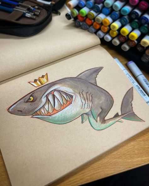 Basking Shark, King Shark, Shark Drawing, Nurse Shark, Copic Marker Art, Copic Marker, Great White Shark, 4th July, Sketch Drawing