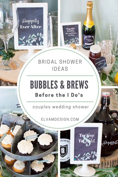 Pop some champagne and pour the brews. Join us for this Bubbles and Brews Before the I Dos couples wedding shower. Ideas and inspiration at elvamdesign.com #couplesweddingshower #bridalshower Wedding Shower Ideas For Couples, Brews Before The I Dos, Couples Wedding Shower Ideas, Couples Wedding Shower Themes, Wedding Shower Desserts, Wedding Shower Couples, Couples Shower Themes, Wedding Shower Outfit, Bubbles And Brews