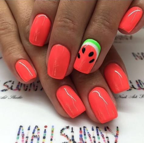 Watermelon Colour Nails, Watermelon Pedicure Designs, Simple Watermelon Nails, Watermelon Inspired Nails, Watermelon Toe Nail Designs, Neon Watermelon Nails, Short Watermelon Nails, Watermelon Color Nails, Watermelon Pedicure