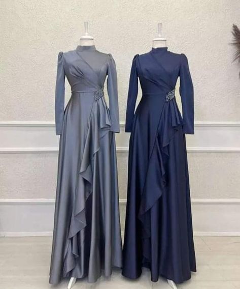 Simple Bridesmaid Dresses Hijab, Simple Dresses For Graduation, Graduation Dress Muslim, Dress Lebaran 2023, Dresses For Graduation Party, Wedding Dresses Garden, Wedding Dresses Fit, Dresses For Graduation, Elegant Silk Dresses