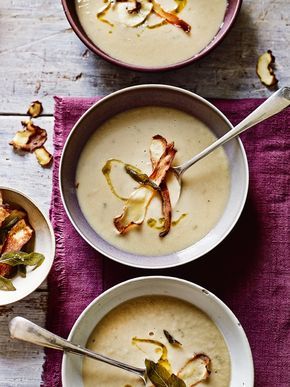 Parsnip, sage & white bean soup Easy Vegetable Soup, Beans Vegetable, Parsnip Soup, Winter Soup Recipe, Jamie Oliver Recipes, White Bean Soup, Winter Soups, White Bean, Vegetable Stock