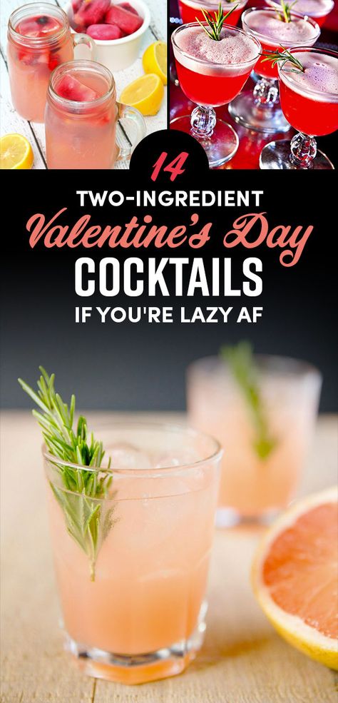 14 Two-Ingredient Valentine's Day Cocktails If You're Lazy AF | BuzzFeed - Food | Bloglovin’ Valentine's Drinks Alcoholic, Valentines Batch Cocktail, Valentine Drinks Alcoholic Easy, Valentines Day Drinks Alcoholic, Two Ingredient Cocktails, Valentine's Cocktails, Valentine's Drinks, Valentines Cocktails Drink Recipes, Valentines Drinks Alcoholic