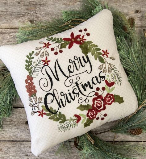 Merry Christmas Wreath Pillow Merry Christmas Wreath, Applique Pillows, Primitive Gatherings, We Are Back, Hand Dyed Wool, Web Blog, Quilt Stitching, Wool Applique, After Hours