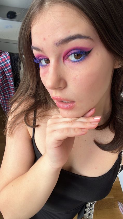 Bisexual Pride Makeup, Bisexual Makeup, Cute Eye Makeup, Pride Makeup, Swag Makeup, Eye Makeup Pictures, Dance Hairstyles, Makeup Clothes, Makeup Tattoos