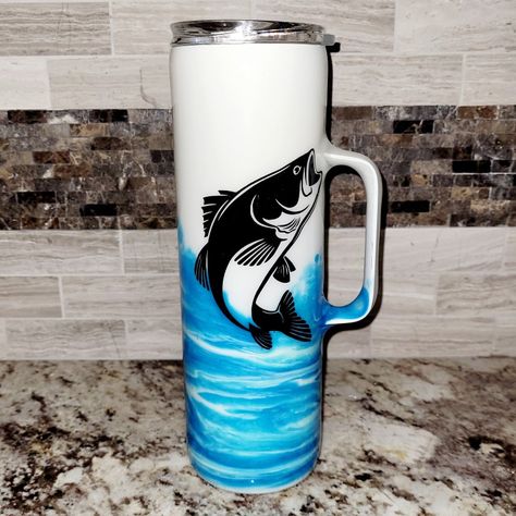 Lake Life Tumbler, Tumbler For Men, Fish Tumbler, Epoxy Tumbler, Bass Fish, Glitter Tumblers, Tumbler With Handle, Coffee Tumbler, Lake Life