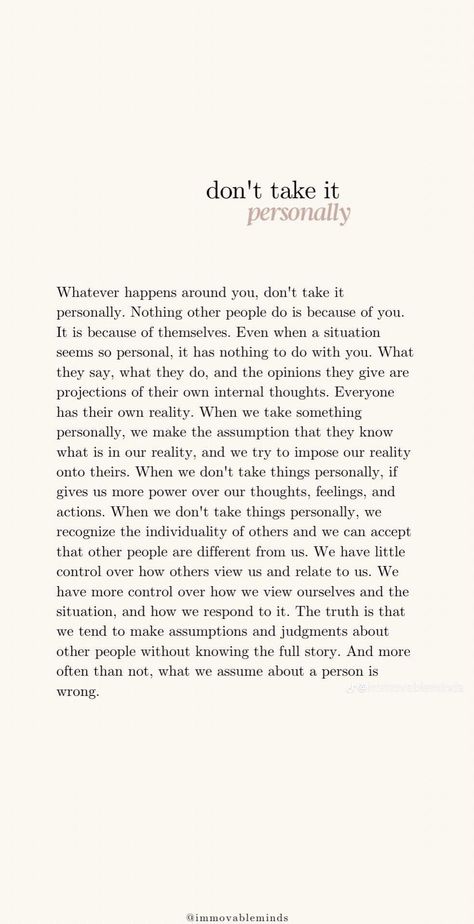 Be Your Purpose - 💯 #her #becoming #evolution “The Four... People Who Make Assumptions Quotes, Assumption Quotes, Dont Take It Personally, She Quotes, Daily Word, Self Reminder, Navigating Life, People Quotes, Always Remember