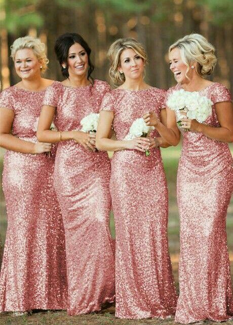 Pink Sparkle Bridesmaid Dress, Pink Sequin Bridesmaid Dress, Glitter Bridesmaid Dress, Rose Gold Wedding Dress, Rose Gold Bridesmaid Dress, Sequin Mermaid Dress, Mermaid Long Bridesmaid Dresses, Silver Bridesmaid Dresses, Trendy Party Dresses