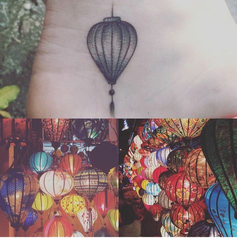 Hoi an...Lantern tattoo 😍 Vietnam Lantern Tattoo, Vietnamese Lantern Tattoo, Vietnam Tattoo Ideas, Sis Tattoo, Boho Men Style, Vietnam Tattoo, Lamp Tattoo, Lantern Tattoo, Floating Lanterns