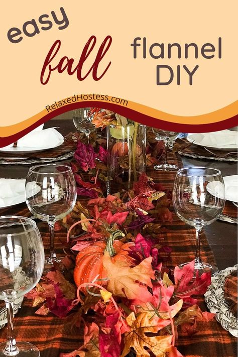 Plaid flannel table runner DIY. Fall party tablescape. Harvest party table decor. Simple Thanksgiving table setting. Flannel Party Decorations, Flannel Decorations Party, Fall Tablecloth Ideas, Harvest Table Setting, Flannel Party, Thanksgiving Decorations Diy Table, Thanksgiving Table Settings Diy, Thanksgiving Table Settings Simple, Simple Thanksgiving Table