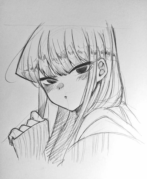 Komi Drawing Sketch, Anime Face 3/4, Komi San Sketch, Komi Sketch, Komi San Drawing, Komi Drawing, Easy Pencil Drawing, Anime Face Drawing, Anime Drawing Books