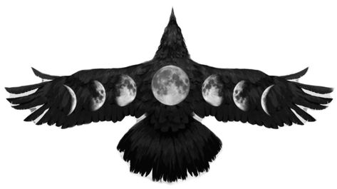 Crow Moon Tattoo, Witchy Sternum Tattoo, Black Crow Tattoos, Crow Tattoos, Eevee Wallpaper, Raven Wings, Crow Tattoo, Moon Tattoo Designs, Pieces Tattoo