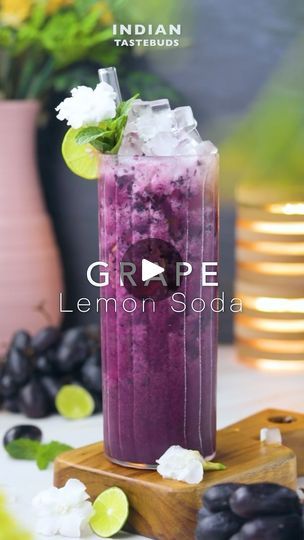 311K views · 3.3K reactions | A sparkling blend of lemon and black grapes 🍇 🍋😍

Blend:
1 cup Black Grapes 
8-10 mint leaves
1/4 tsp black salt
1/4 tsp cumin powder
1 tbsp sugar
1/2 cup water
- blend until smooth
Highball glass @ikaiasai 
Ice
Lemon wheels
Grapes
Blended juice
Lemon soda (@sepoyandco classic lemonade)
More ice
Mint sprig to garnish
Enjoy ☺️
.
.
.
.
.
[lemon, soda, grapes, black grapes, mocktail, summer drinks, nonalcoholic, refreshing, vegan, trending, viral, recipes] | Taste Buds | meradiljit · Original audio Summer Drinks Nonalcoholic, Drinks Nonalcoholic, Viral Recipes, Lemon Soda, Summer Coolers, Drink Recipes Nonalcoholic, Black Grapes, Black Salt, Mint Sprig