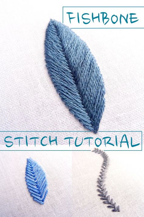 Fishbone Stitch Embroidery Tutorial Fishbone Stitch Embroidery, Embroidery Learning, Fishbone Stitch, Needlework Stitches, Tutorial Embroidery, Border Stitch, Embroidery Paper, Embroidery Leaf, Herringbone Stitch