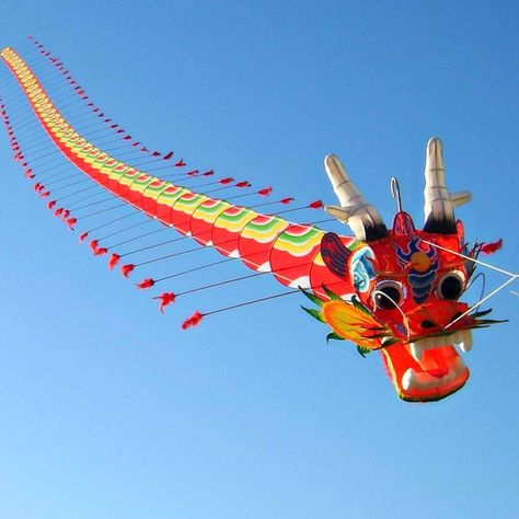 Chinese Traditional Dragon, Chinese Kites, Dragon Kite, Traditional Dragon, Kite Accessories, Dragon Chino, Kite Designs, Kite Festival, Kite Flying