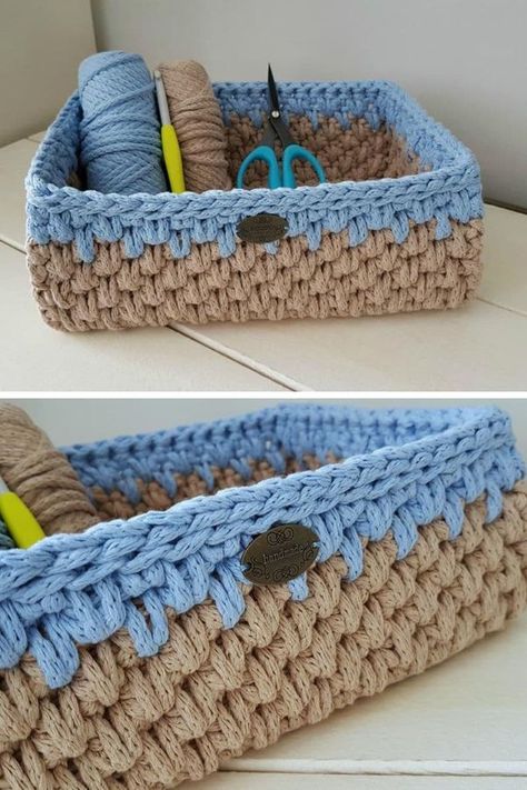 Free Basket Patterns To Crochet, Crochet Owl Basket Free Pattern, Easy Crochet Baskets For Beginners Free, Crochet Square Baskets, Small Crochet Baskets Free Patterns, Rectangle Crochet Basket Pattern Free, Crocheted Baskets Free Patterns Easy, Crochet Basket Pattern Free Rectangle, Crochet Baskets Free Patterns Simple