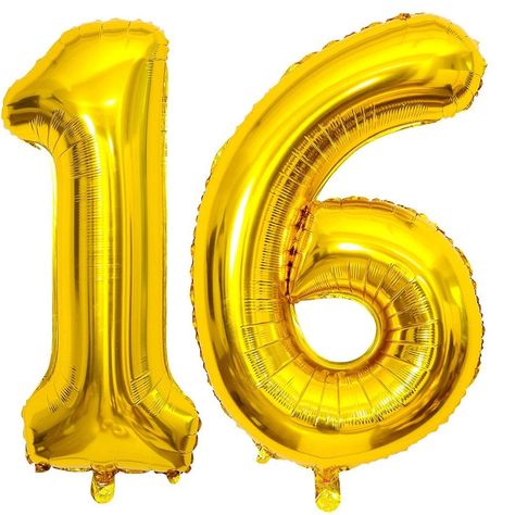 PRICES MAY VARY. Package Included:40 inch Gold numbers 1 and 6 (uninflated) + 1 Straw,Gold 16 or 61 number foil digital balloons are the best for 16th or 61st birthday party,wedding celebration, anniversary, ceremories celebration, business or big events party. Material: Number Balloons made with high quality aluminum foil., not easy to explode and leak, bright colors, full of numbers. How To Use:Infalted with helium or air with pumb or straw slowy to 90% enough,you can stick number balloons on Number Balloons Birthday, 16 Number, Gold Number Balloons, 61st Birthday, 61 Birthday, 16 Balloons, Anniversary Party Decorations, Number 16, Anniversary Event