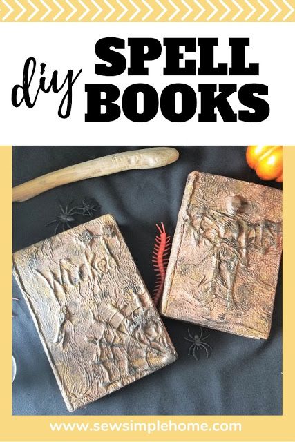 How to make a DIY spellbooks for simple Halloween decorating or as a fun fall project. Diy Witch Books, Books For Halloween, Simple Halloween Decor, Halloween Spell Book, Potions Book, Fall Crafting, Halloween Spells, Halloween Craft Projects, Miniature Halloween