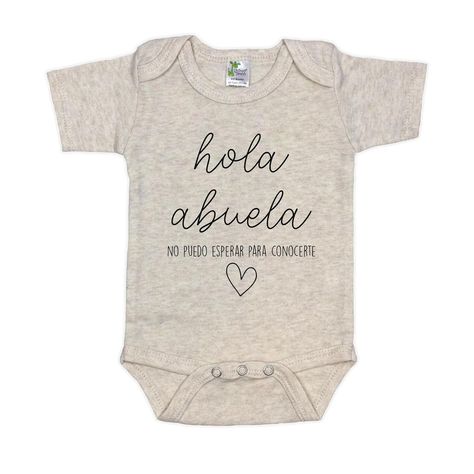 Hola Abuela Spanish Pregnancy Announcement Infant Bodysuit for Grandma - Abuelito Gift for New Baby Reveal! (Natural) Grandma Reveal Ideas, Spanish Pregnancy Announcement, Grandma Pregnancy Announcement, Gender Reveal Decorations, Baby Reveal, Reveal Ideas, Handmade Products, New Baby Gifts, Pregnancy Announcement