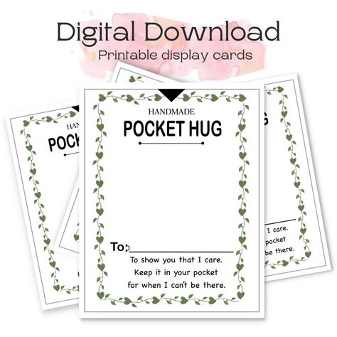 Pocket Hug Printable, Crochet Pocket Hug, Crochet Pocket, Tag Templates, Gift Tag Template, Pocket Hug, Cards Printable, Printable Tags, Display Cards