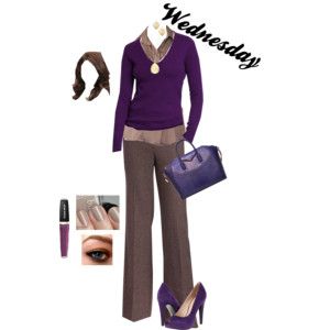 Working Outfit - Wednesday Working Outfit, Look Office, Professional Attire, Brown Pants, Mein Style, Purple Sweater, Sleeve Tattoo, Work Wardrobe, Professional Outfits