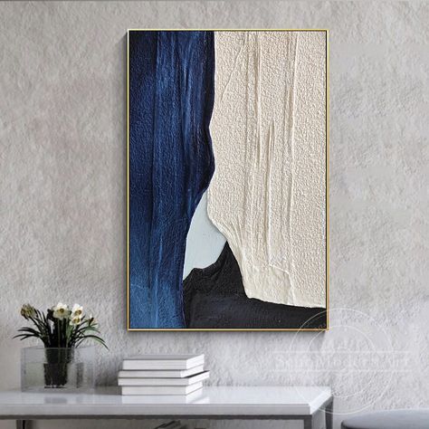 Frame Wall Art Abstract Navy Blue Balck and White Thick Texture Beige Acrylic Painting on Canvas Extra Large Wall Art Minimalist Art White Acrylic Painting, Art Aesthetic Room, Blue Abstract Wall Art, Abstract Wall Painting, Beige Minimalist, Large Abstract Wall Art, Entryway Wall Decor, Australia Wall Art, Orange Wall Art