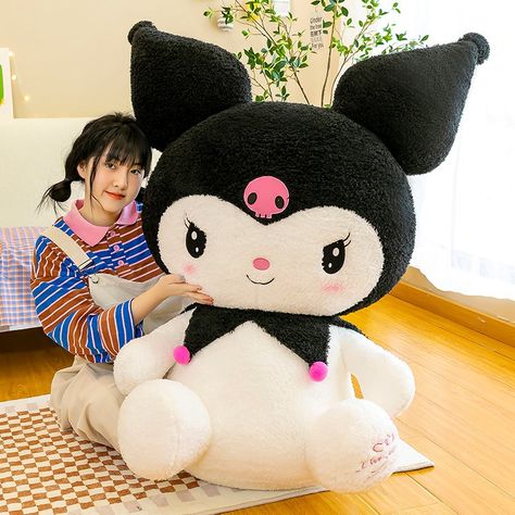 Giant Kuromi Plush, Kuromi Squish Mellows, Kuromi Room, Cartoon Home, Kuromi Plush, Giant Plush, Toy Room Decor, Large Stuffed Animals, Doll Anime