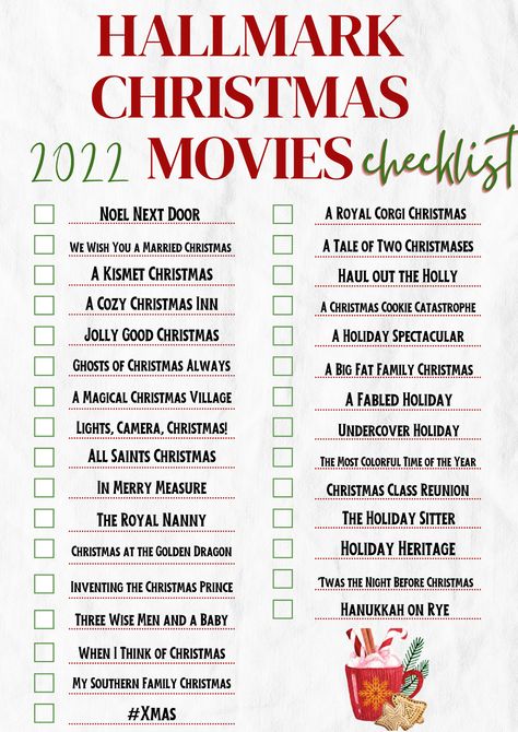 New Hallmark Channel Christmas Movies Checklist 2022 Hallmark Christmas Movies List, Christmas Movie Checklist, Holiday Movies List, Hm Christmas, Watching Movies Together, Christmas Party For Kids, Christmas Hallmark Movies, Holiday Self Care, Movie Checklist