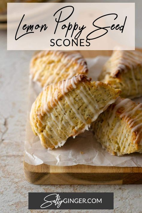 These easy lemon poppy seed scones are flavored with lemon zest and poppy seeds, and topped with a sweet lemon glaze. Lemon Poppyseed Scones Recipe, Greek Yogurt Scones, Yogurt Scones Recipe, Yogurt Scones, Poppy Seed Recipes, Brunch Sweets, Lemon Poppy Seed Scones, Microwave Lemon Curd, Brunch Pastries