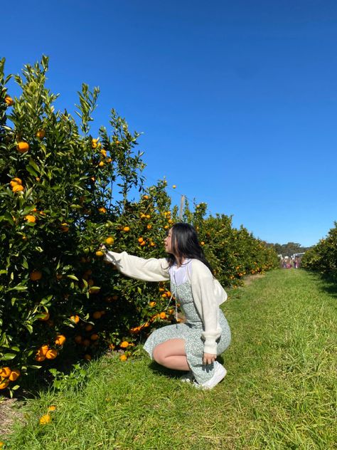 #fashion #fruitpicking #summer #spring #outfit #feminine #girly #poses #cottagecore #green #cute Fruit Picking Outfit, Girly Poses, Cottagecore Green, Fruit Picking, Green Cute, Spring Outfit, Fruit, Green