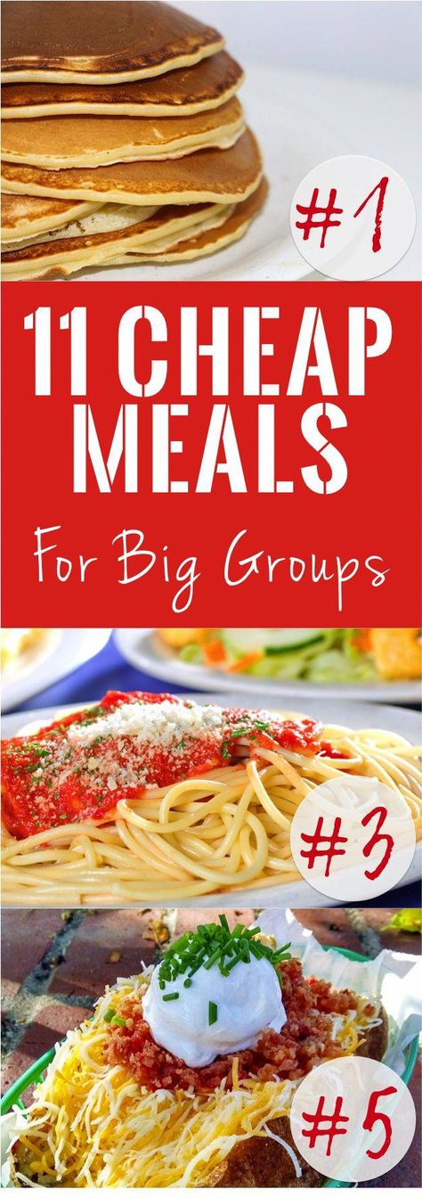 Meals For Big Groups, Meals Cheap, Cooking Meals, Large Group Meals, Breakfast For A Crowd, Large Family Meals, Wedding On A Budget, Dinner On A Budget, Cooking For A Crowd