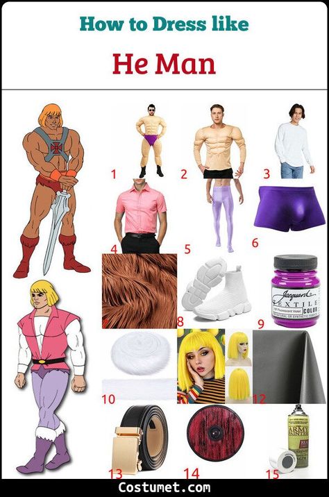 He Man And She Ra Costumes, He Man Costume, She Ra Costume, Blond Bob, Loin Cloth, 80’s Toys, Purple Tights, Purple Boots, Costume For Halloween