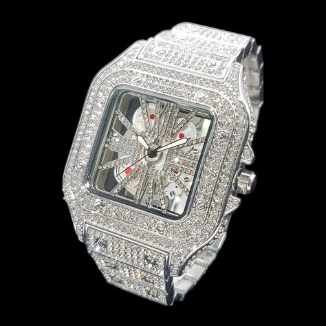 Cartier Skeleton, Nle Choppa, Hip Hop Watches, Skeleton Clock, Hip Hop Bling, Watches Collection, Diamond Watches For Men, Ice Watch, Nice Jewelry