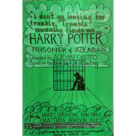 Movie Poster Project "Harry Potter and the Prisoner of Azkaban" - 5th Gr. - 10/2015 Movie Poster Ideas For School Project, School Poster Project, Harry Potter Azkaban, Movie Poster Project, Movie Poster Template, English Project, Reading Stations, Poster Book, English Projects