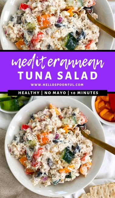 Mediterranean Tuna, Mediterranean Tuna Salad, Mediterranean Recipes Healthy, Meal Prep Menu, Mediterranean Diet Recipes Dinners, Mediterranean Diet Meal Plan, Easy Mediterranean Diet Recipes, Tuna Salad Recipe, Sunday Meal Prep