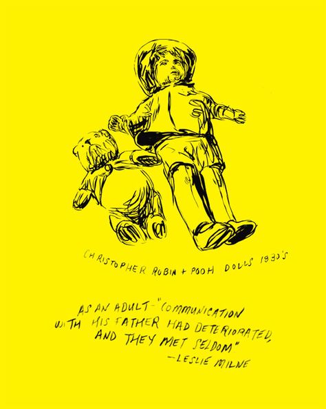 I really like how Mike Mills drew Christopher Robin in this Picture. It is understood that Winnie the Pooh is a toy and not actually alive, but the way Mike drew Christopher makes it seem like he was a doll as well This is a concept that I never really thought about. Mike Mills, Art Items, Christopher Robin, Artist Models, Film Art, A Concept, Graphic Artist, Inspiration Ideas, Graphic Designer