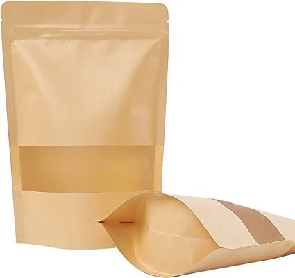 Amazon.com: Moretoes 120pcs Kraft Stand Up Pouches 5.9×8.6 Inches, Ziplock Stand Up Bags with Matte Window, Resealable Bags for Packaging, Heat-Sealable : Home & Kitchen Paper Pouch, Coffee Bags, Kraft Bag, Pouch Packaging, Food Storage Bags, Airtight Food Storage Containers, Ziplock Bags, Plastic Packaging, Candy Bags