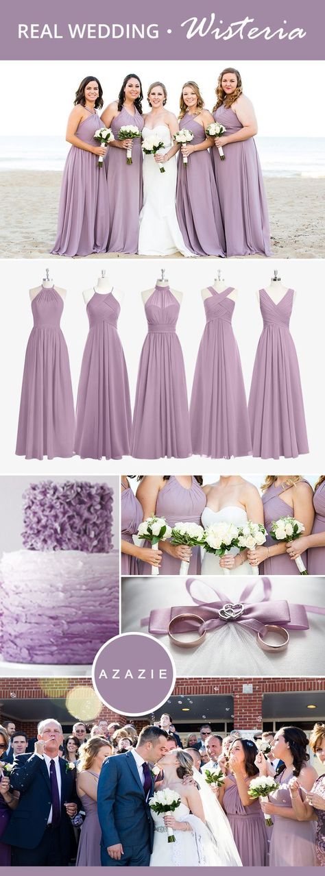 Lavender Colour Bridesmaid Dresses, Azazie Purple Bridesmaid Dresses, Wisteria Dress Bridesmaid, Wisteria Color Wedding, Azazie Wisteria Bridesmaid Dresses, Azazie Lavender, Azazie Wisteria, Shades Of Purple Bridesmaid Dresses, Bridesmaid Dresses Lavender