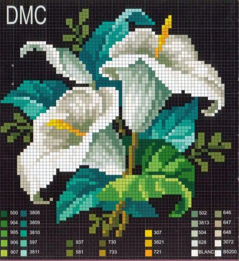 Cross stitch scheme to embroider with color chart Seni Khat Islam, Tas Mini, Nature Cross Stitch, 강아지 그림, Pola Kristik, Cross Stitch Patterns Flowers, Pola Sulam, Floral Cross Stitch, Cross Stitch Rose