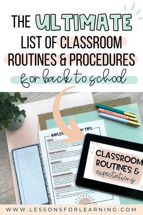 Procedures For Classroom Elementary, 5th Grade Procedures And Routines, Back To School Routines And Procedures, Classroom Routines And Procedures List, Middle School Procedures And Routines, High School Classroom Procedures, Rules And Procedures Elementary, Classroom Systems And Routines, Routines And Procedures Checklist