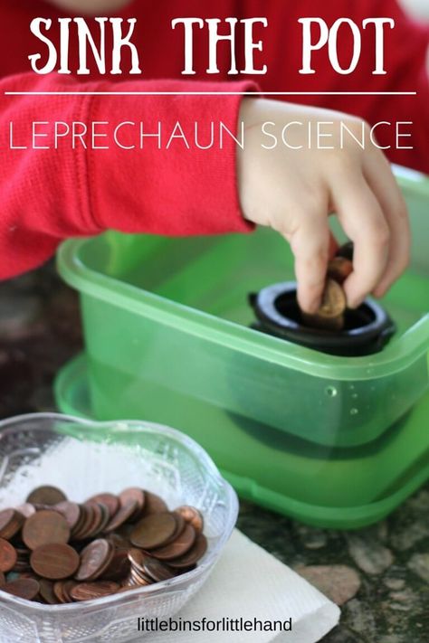 St Patrick's Day Sink or Float Experiment - Little Bins for Little Hands Sink Or Float Experiment, March Lesson Plans, Sant Patrick, March Lessons, Lucky Leprechaun, March Themes, Sink Or Float, St Patricks Day Crafts For Kids, March Activities