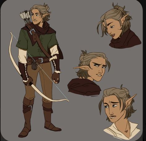 Dnd Ranger Outfit Male, Archer Outfits Male, Fantasy Adventurer Outfit Male, Ranger Clothes, Elf Outfit Male, Archer Clothes, Dnd Ranger Character Design, Ranger Character Art, Arguing Drawing Reference