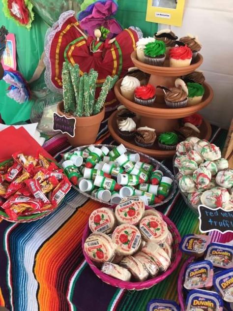 Mexican Party Dessert Table Ideas, Quince Desert Table Ideas Mexican, Mexican Candy Table Ideas Birthday, Desert Table Ideas Mexican, Candy Table Mexican Theme, Charro Candy Table Ideas, Mexican Theme Candy Table Ideas, Quince Candy Table Ideas Mexican, First Fiesta Dessert Table