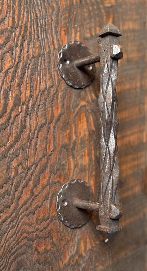 Speakeasy Door, Blacksmith Ideas, Blacksmithing Ideas, Iron Cabinet, Dog Window, Iron Straps, Hitching Post, Handrail Brackets, Rustic Hardware