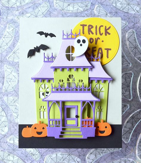 Crafty Creations with Shemaine: Haunted House dies from Diamond Press Halloween Cards Diy, Diamond Press, Halloween Cards Handmade, Anna Griffin Cards, Unique Halloween, Card Making Inspiration, Halloween Projects, Fall Cards, Card Sketches