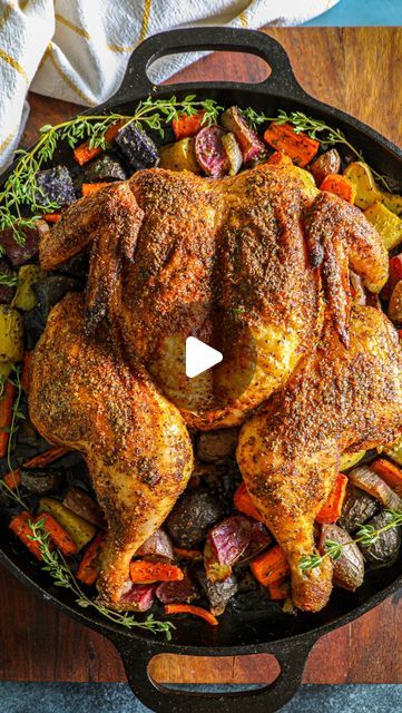 Lauren Nagel on Instagram: "Roasted Spatchcock Chicken 🍗 

#Ad Cooking a delicious roast chicken couldn’t be easier!  Check out how I use the spatchcock method to roast a beautiful crispy and juicy bird perfectly every time. Full recipe details and step by step video tutorial is available for free over on the @whatscooking app now! 

#Whatscooking #roastedchicken #chickenrecipes #dinnerrecipes #cozymeal" Spatchcocked Chicken, Cabbage Recipes Healthy, Spatchcock Chicken, Savory Chicken, Like Chicken, Cozy Meals, Orange Chicken, Cabbage Recipes, Recipe Details