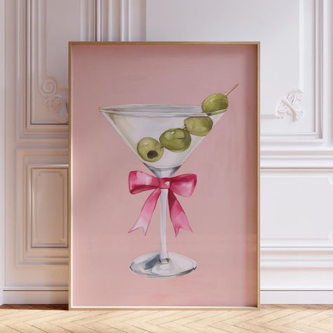 - New With Tags - Unframed - Measurements Are In Inches Urban Outfitters Art, Martini Poster, Martini Print, Bar Cart Print, Apartment Wall Decor, Bow Art, Kitchen Artwork, Trendy Bar, Dorm Art